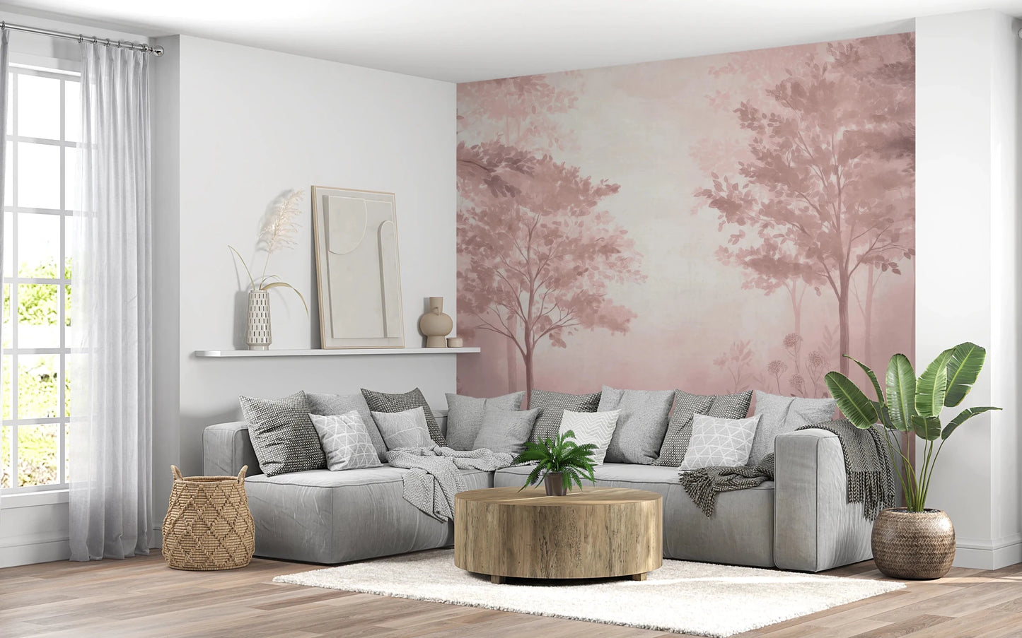 Scandinavian forest – Dusty Rose Wall Mural