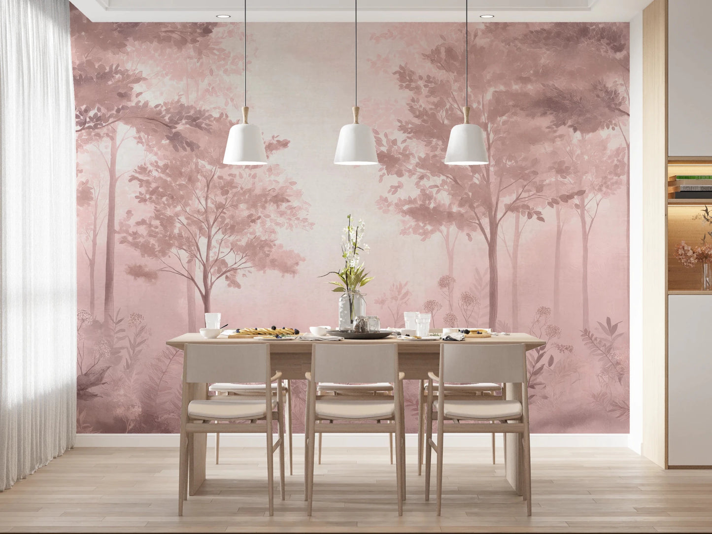 Scandinavian forest – Dusty Rose Wall Mural
