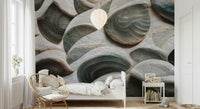 Sculpted stone wallpaper enhancing interiors with a textured, realistic stone design.