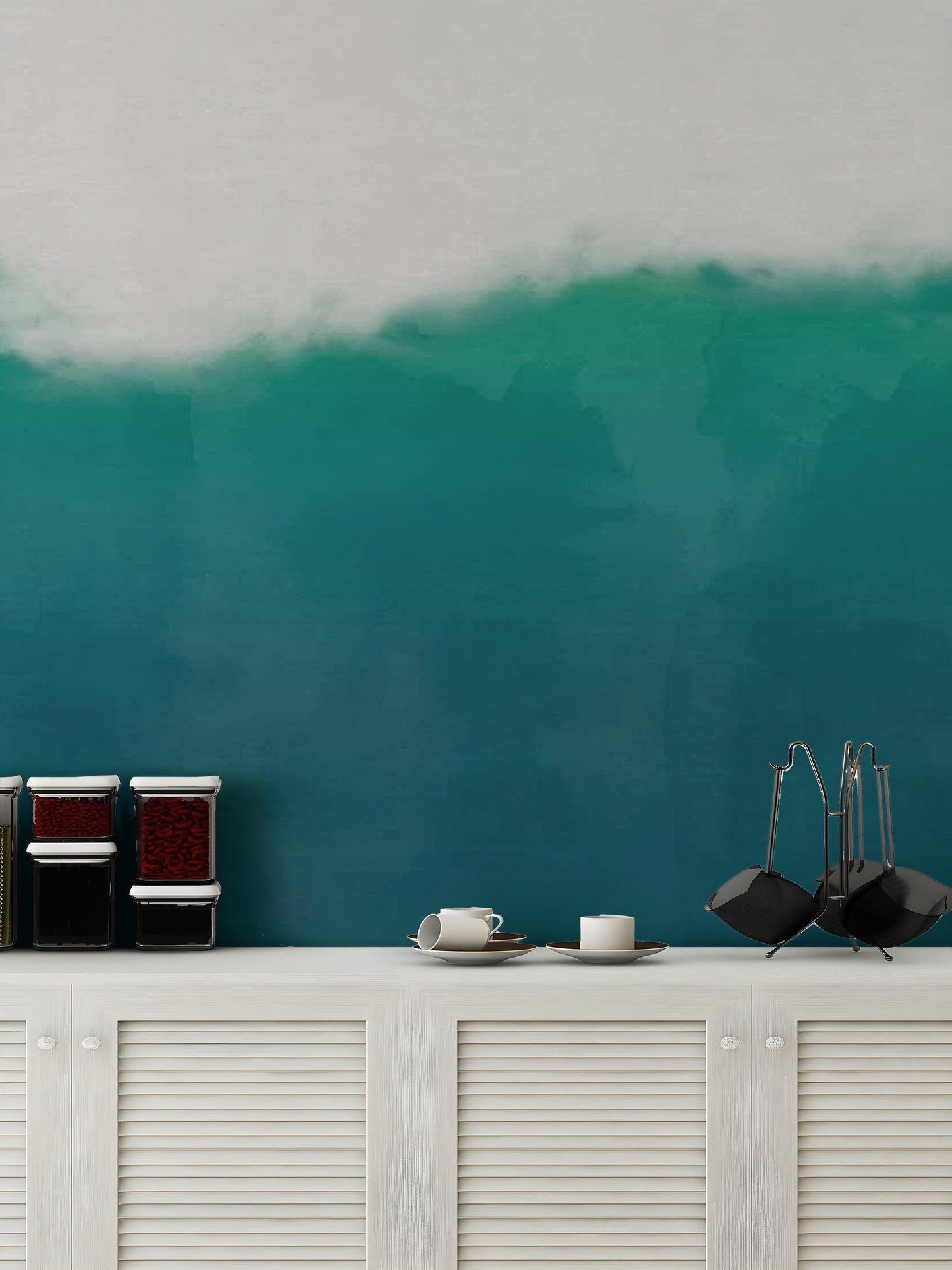 Sea Green Watercolor Wall Mural - Giffywalls