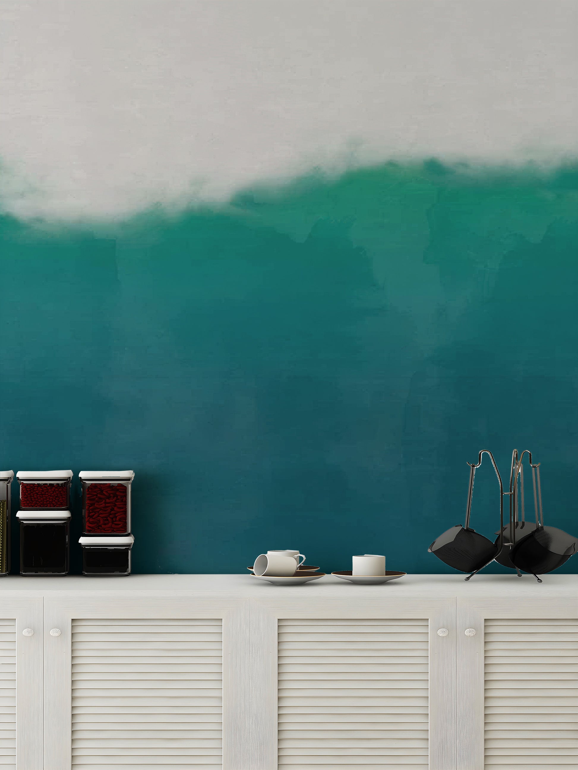 Sea Green Watercolor Wall Mural - Giffywalls