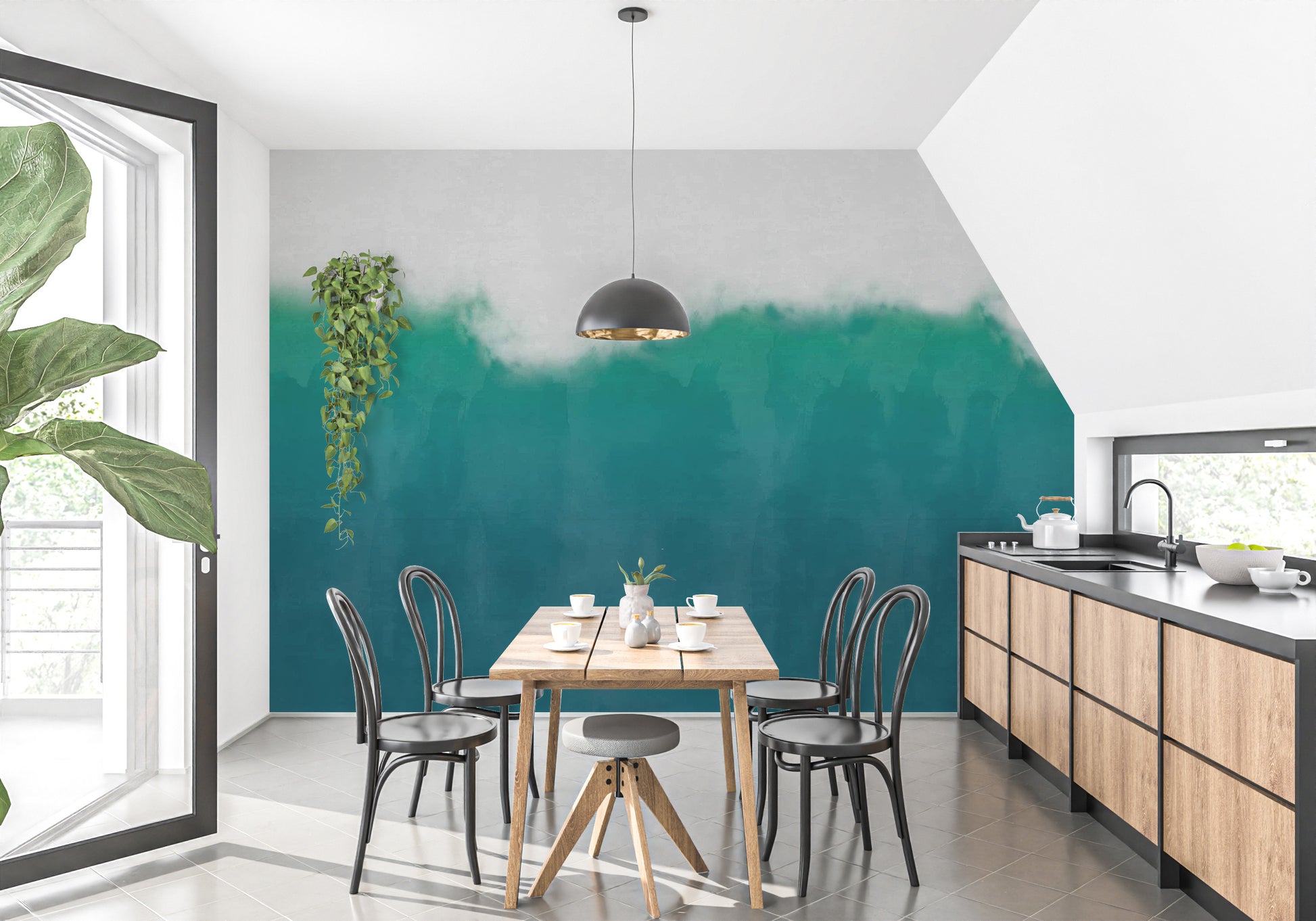 Sea Green Watercolor Wall Mural - Giffywalls