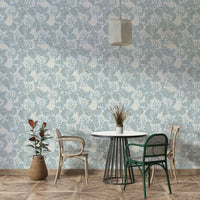 Soft blue sea kale wallpaper for calming interiors

