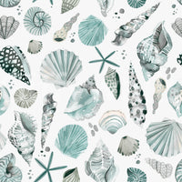 Serene wallpaper featuring hand-painted coastal elements.

