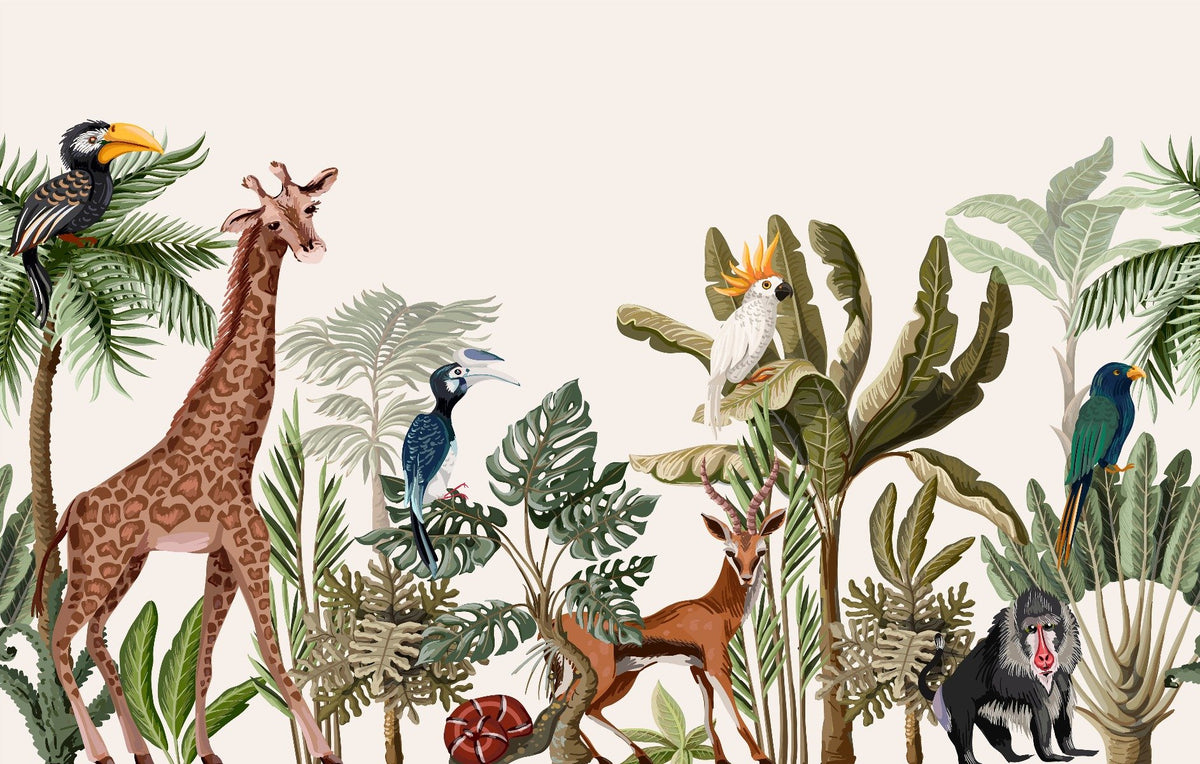 Tropical Forest Animal Wallpaper in your room