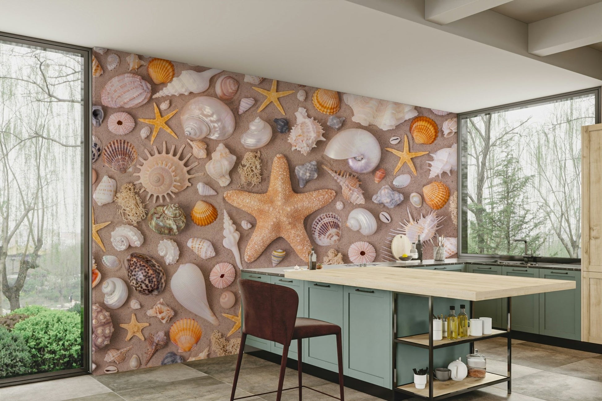 The design evokes a sense of natural wonder, serenity, and coastal charm.
