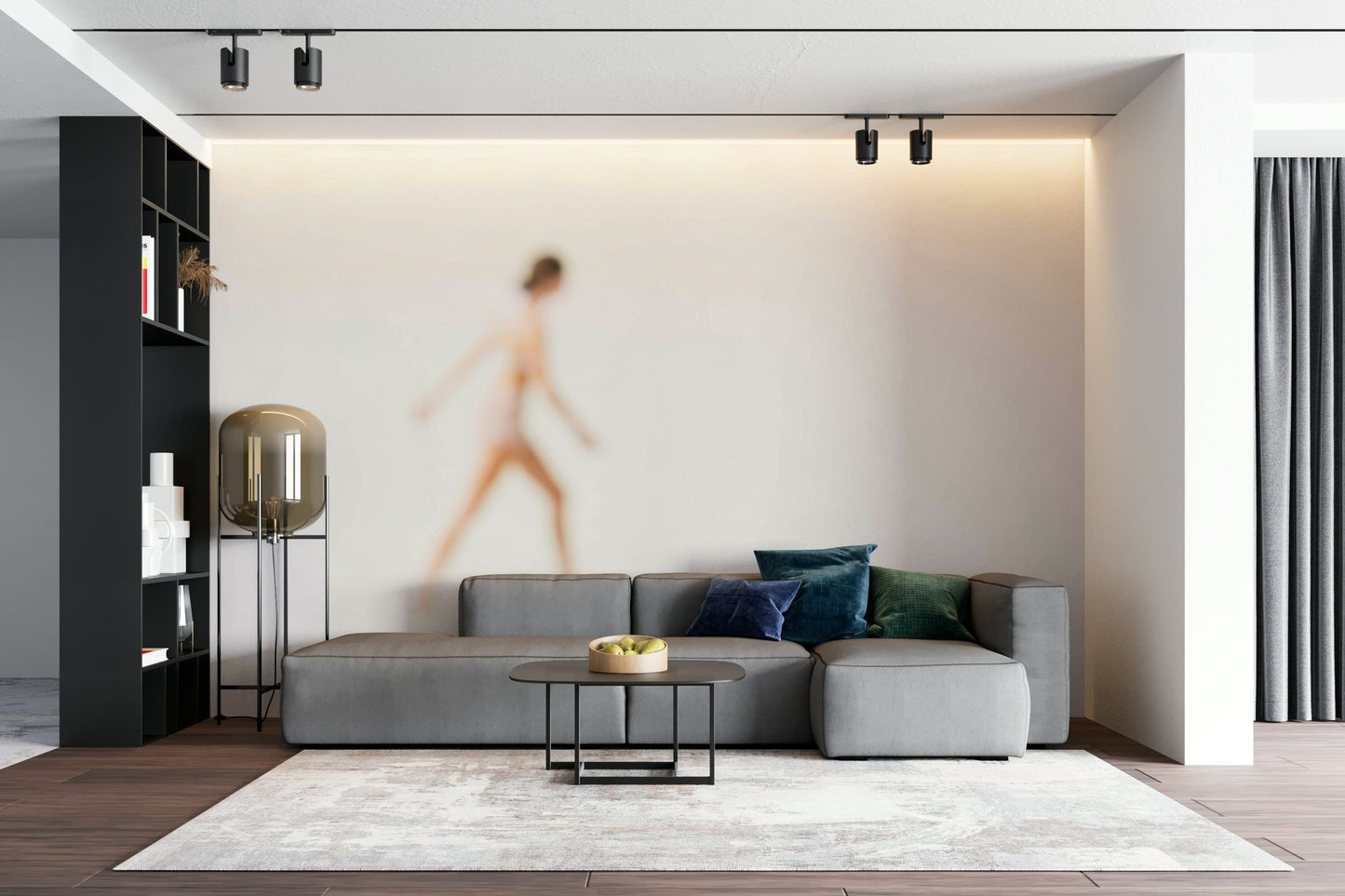 A beautiful wide-angle wall mural of the sea.

