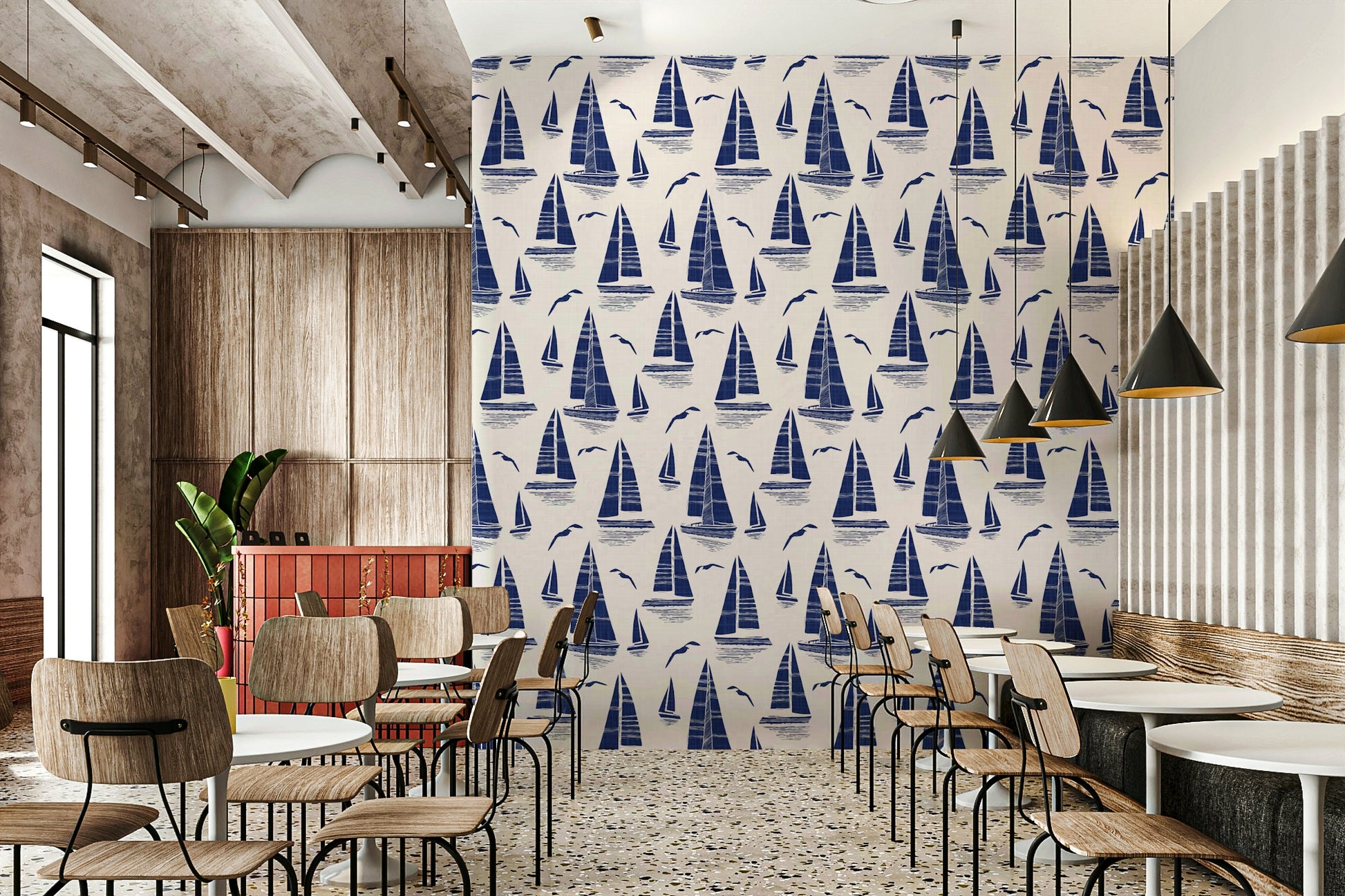 Peaceful nautical wall mural

