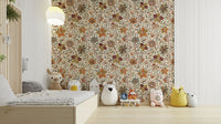 Nature-themed mural with autumn garden colors

