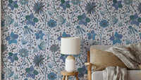 soft blue background with delicate flowers

