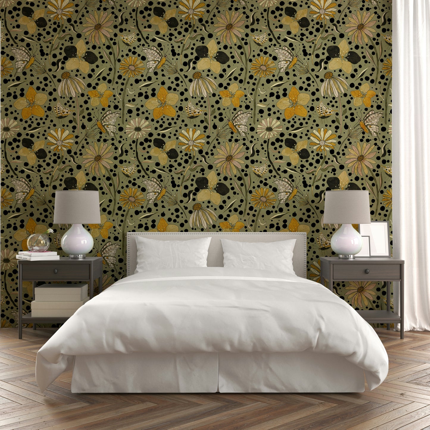 Artistic butterfly wallpaper in gentle colors


