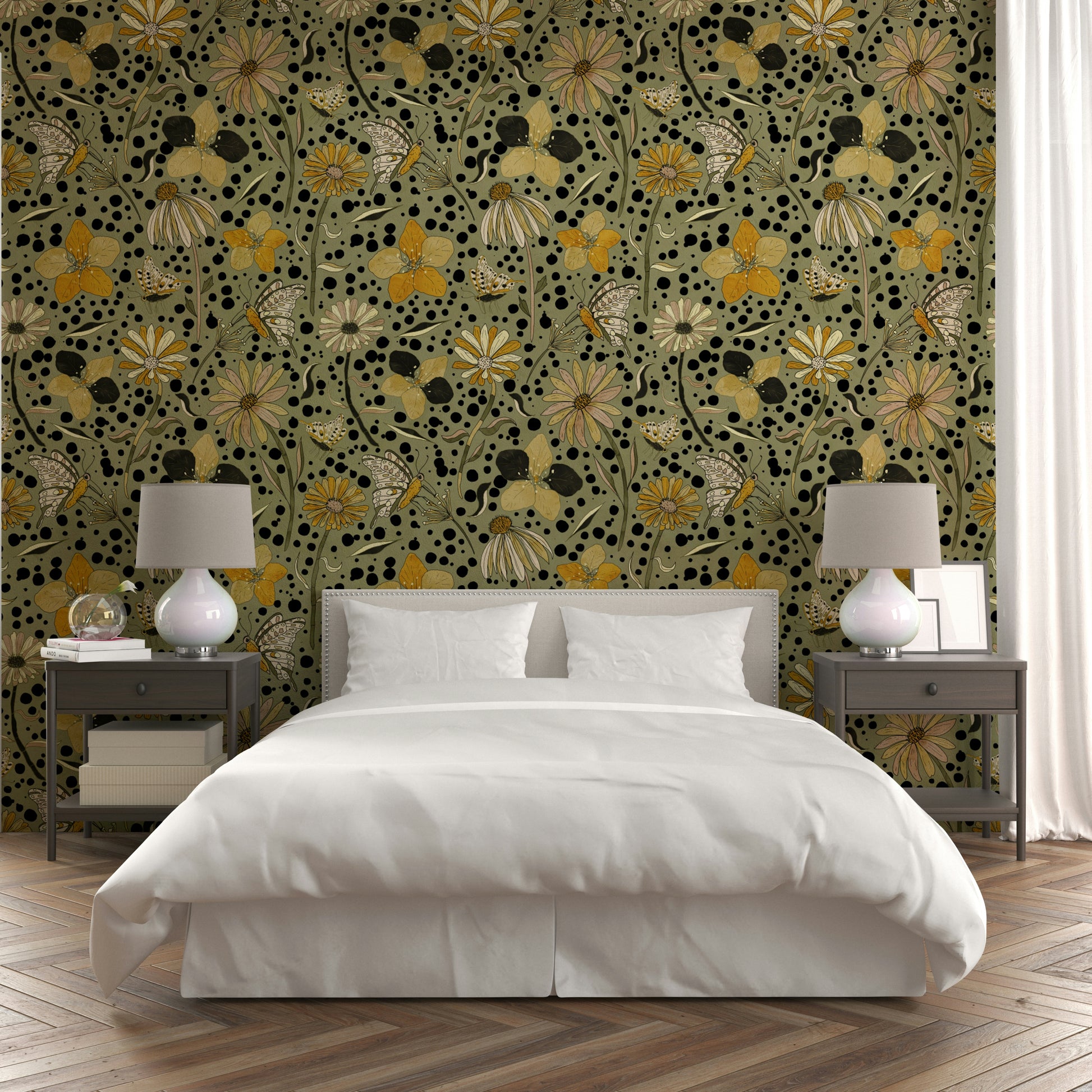 Artistic butterfly wallpaper in gentle colors

