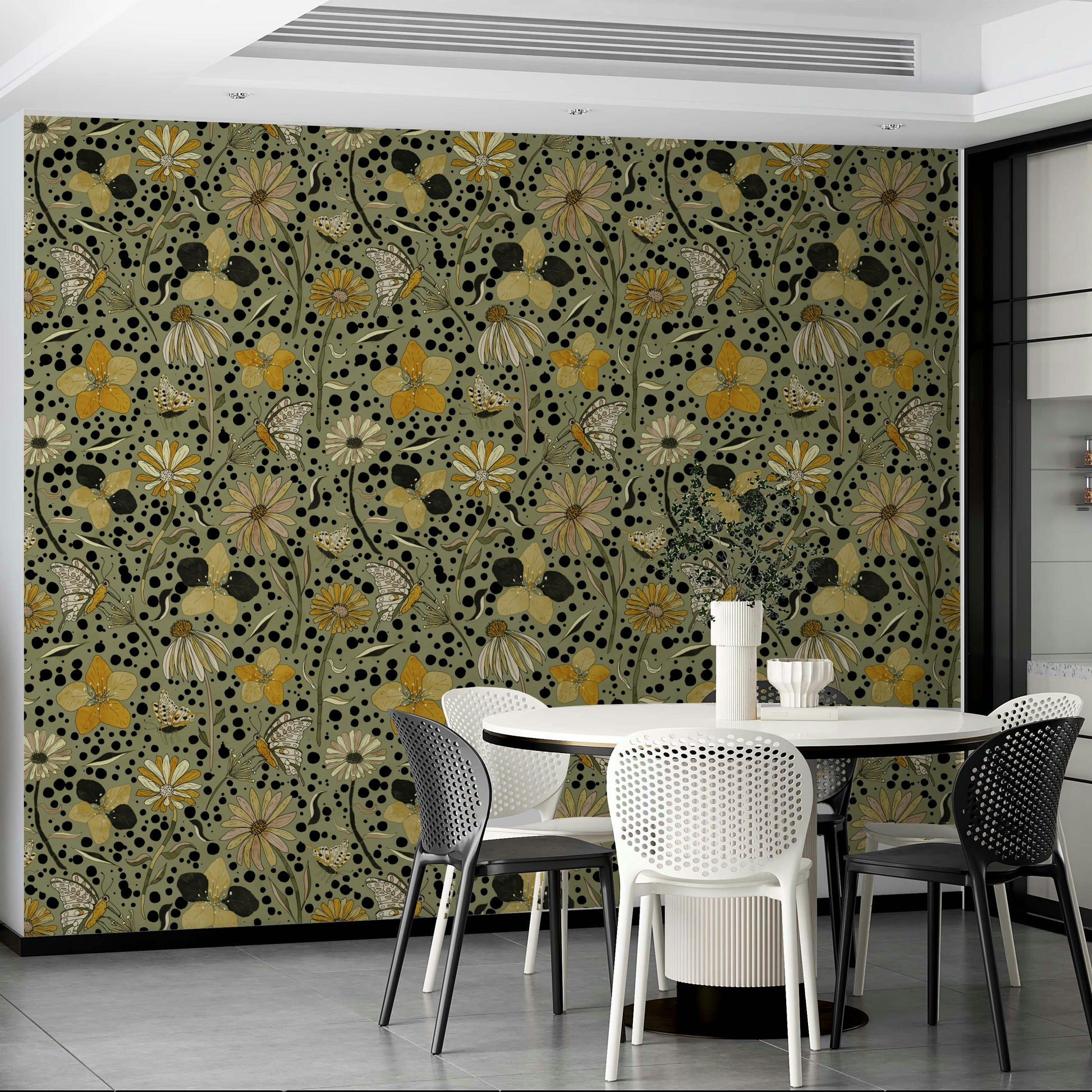 Whimsical butterfly wallpaper with natural details

