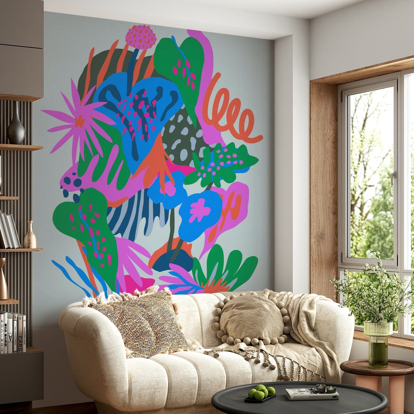 A beautiful wide-angle wall mural of a hidden paradise.