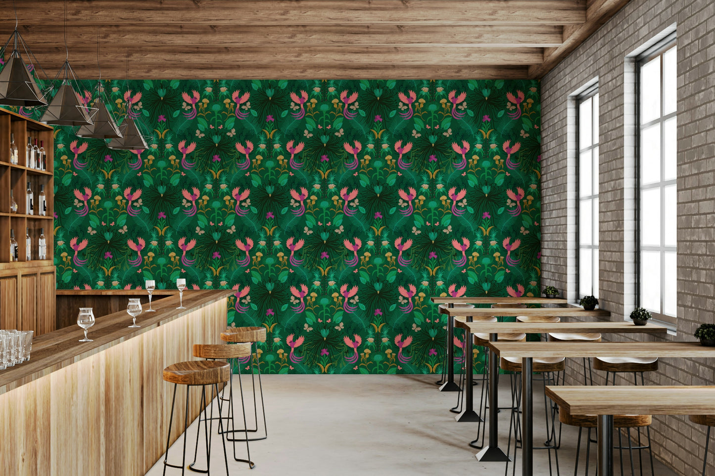 Elegant garden wallpaper with vines and blossoms

