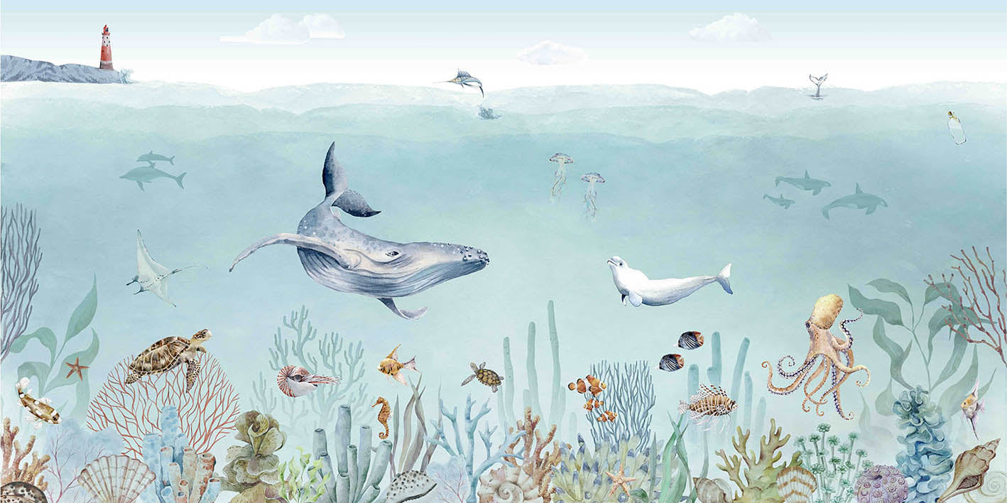 Secret sea life wallpaper murals in your room — zoomed