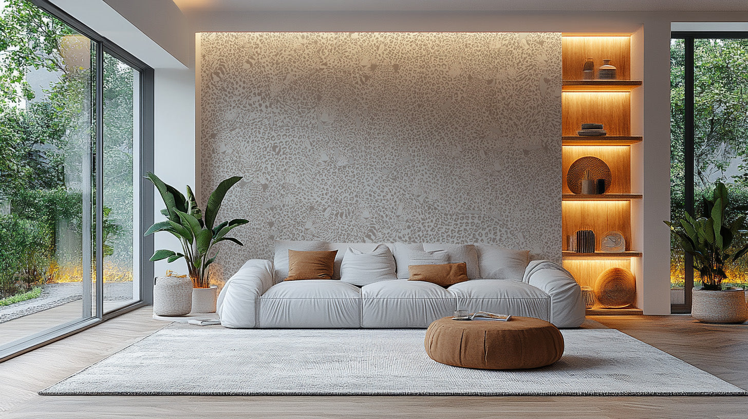 Beige Wildlife Pattern Wallpaper Mural for Contemporary Homes
