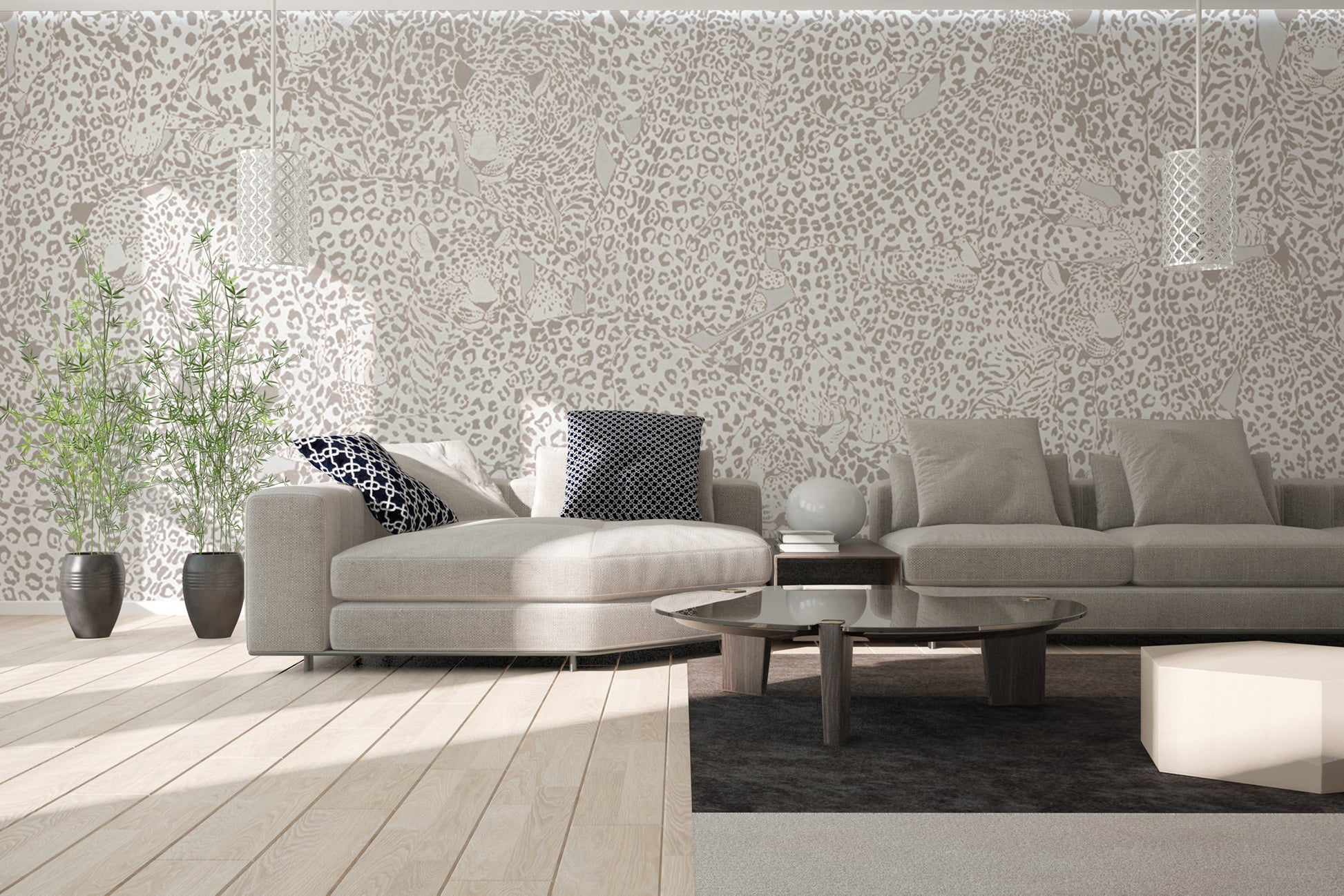 Elegant Beige Animal Print Mural for Home Interiors
