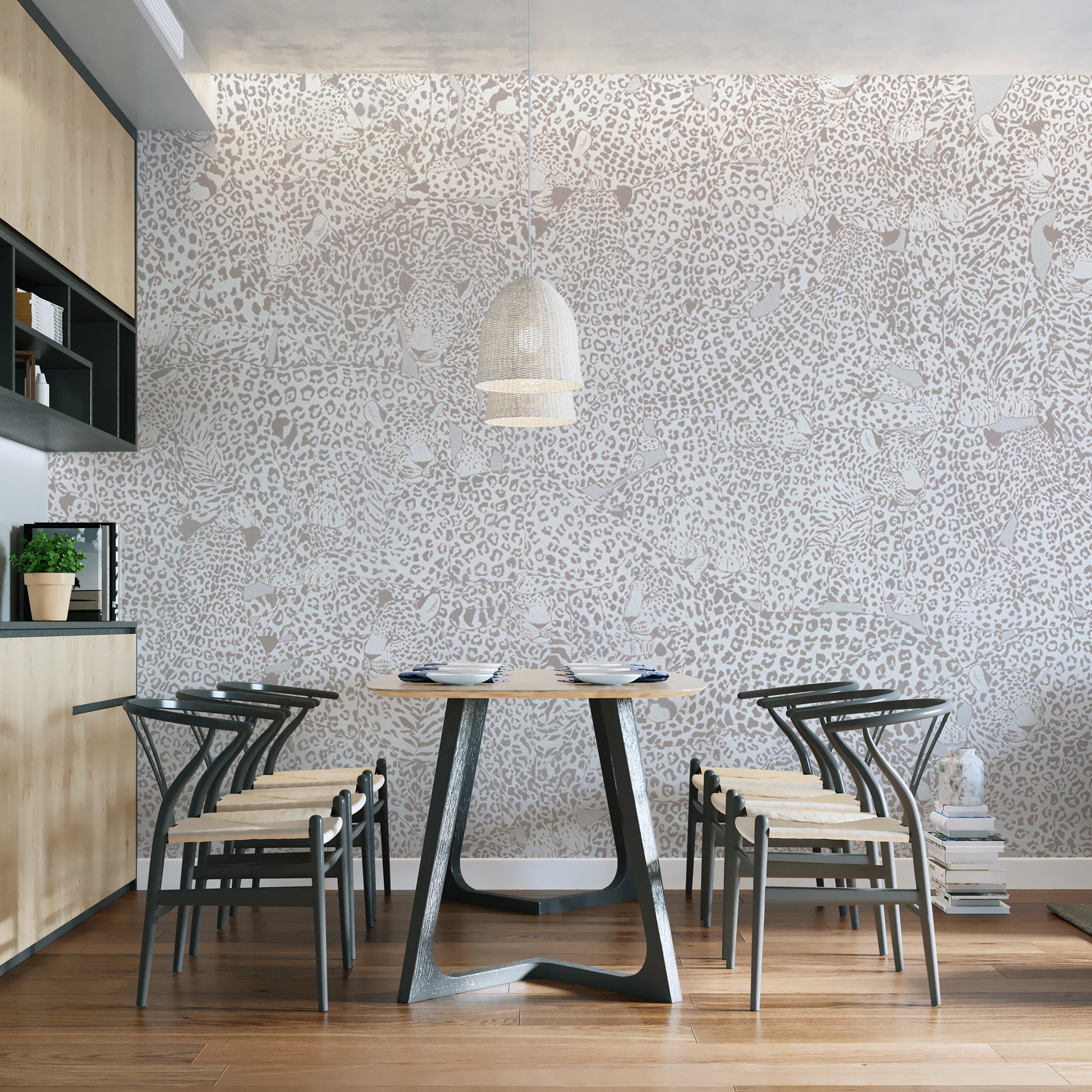 Wildlife-Inspired Beige Animal Print Wallpaper Design
