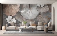 Lotus Leaf Symphony Peach Mural - Giffywalls