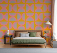Modern colorful semi-circle design wall mural