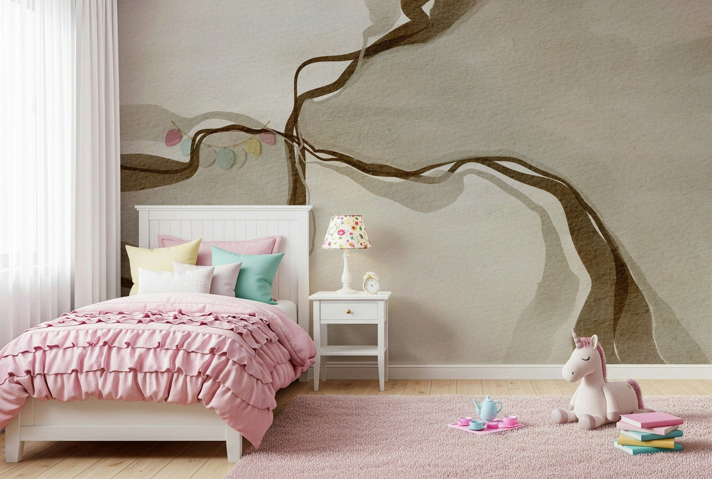 Minimalist wallpaper displaying graceful coffee colored swirls and texture.