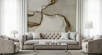 Organic Whispers of Sepia art with flowing mocha lines for modern decor.