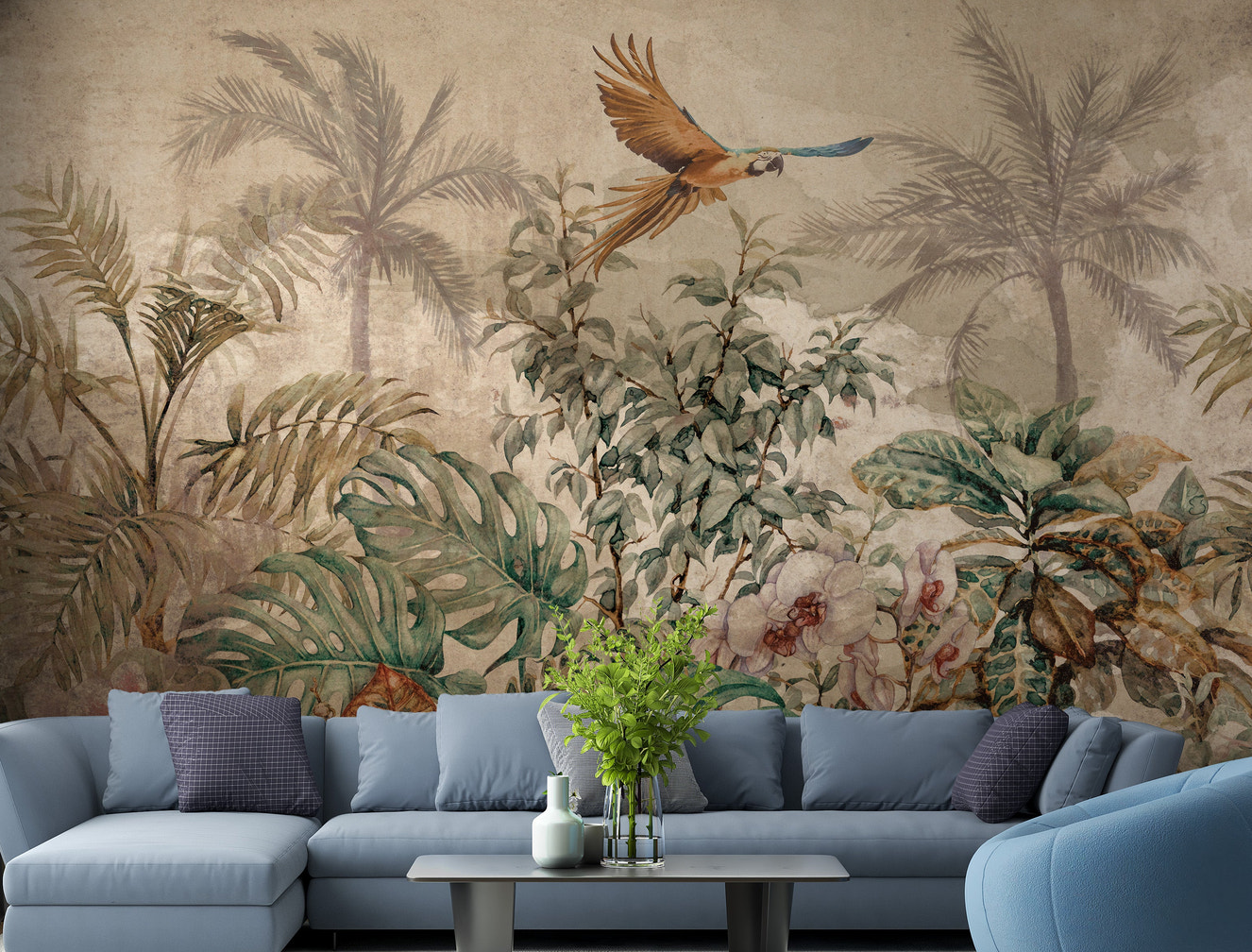 Sepia Colored Tropical Forest Wallpaper Murals - Giffywalls