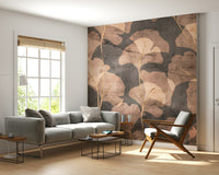 Midwinter Gingko Sepia peel and stick wallpaper organic patterns.