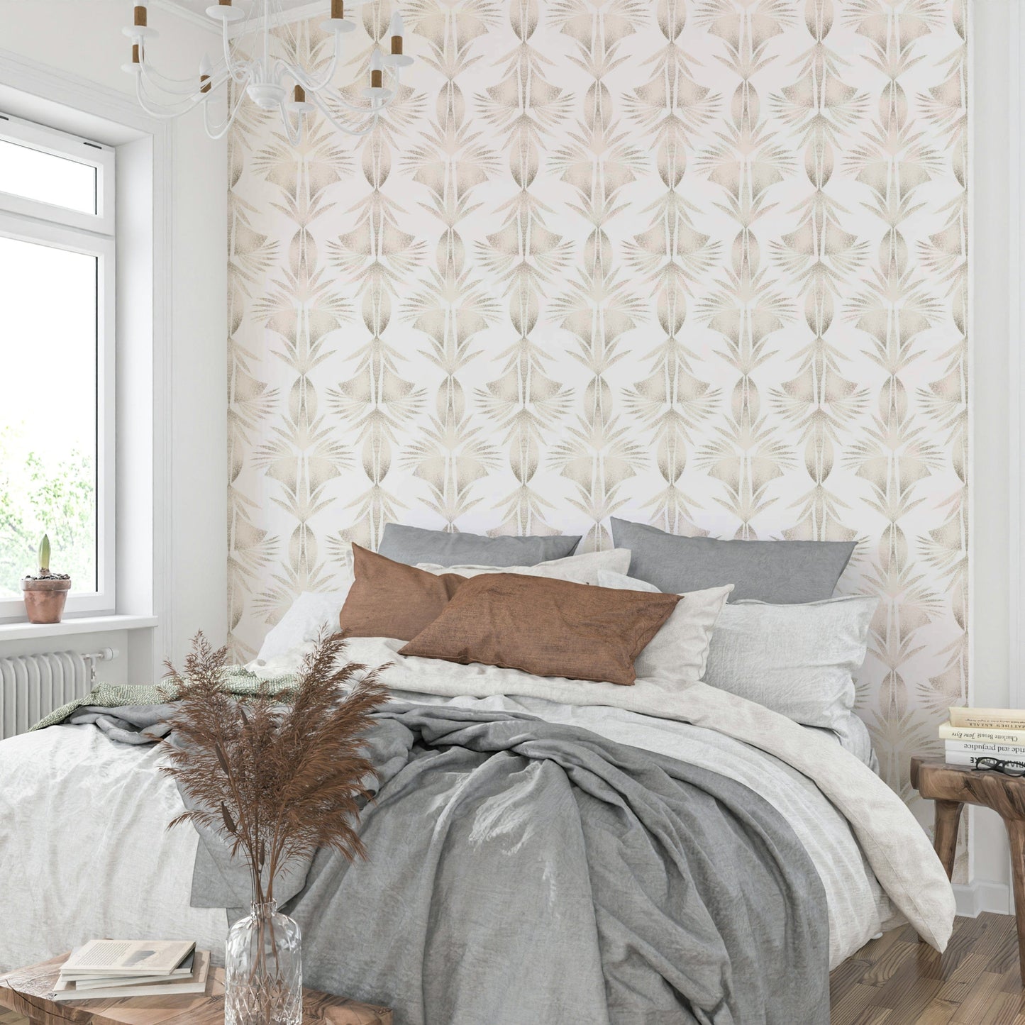 A serene botanical leaf wall mural for your decor.

