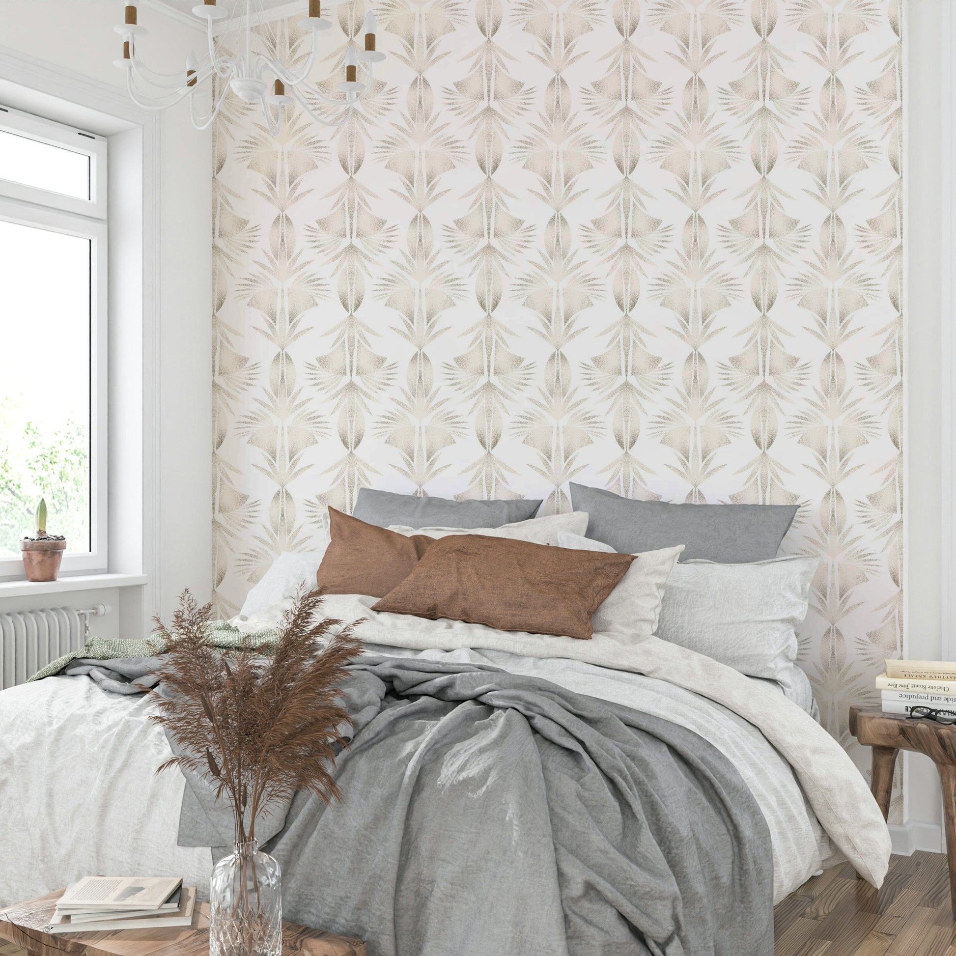 A serene botanical leaf wall mural for your decor.


