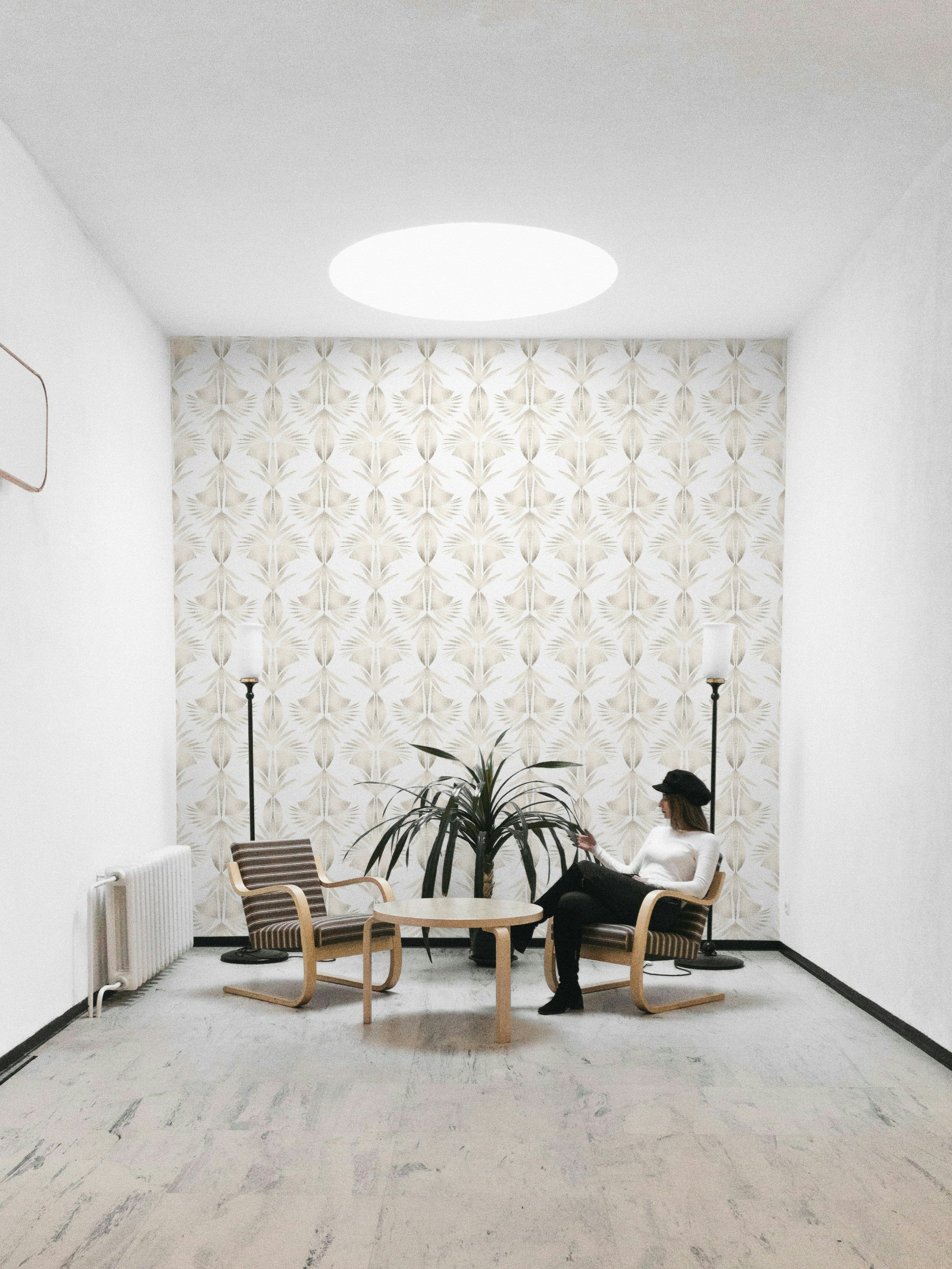A beautiful sepia palm frond wallpaper mural for a modern home.

