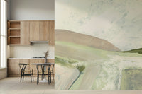 A beautiful modern art wall mural of delicate lines.