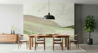 An artistic soft focus mural on minimalist wallpaper.