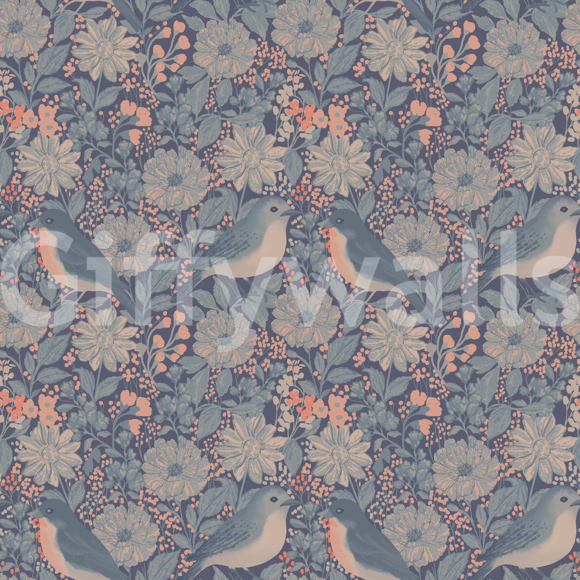 A high-quality serene floral wall mural for walls.

