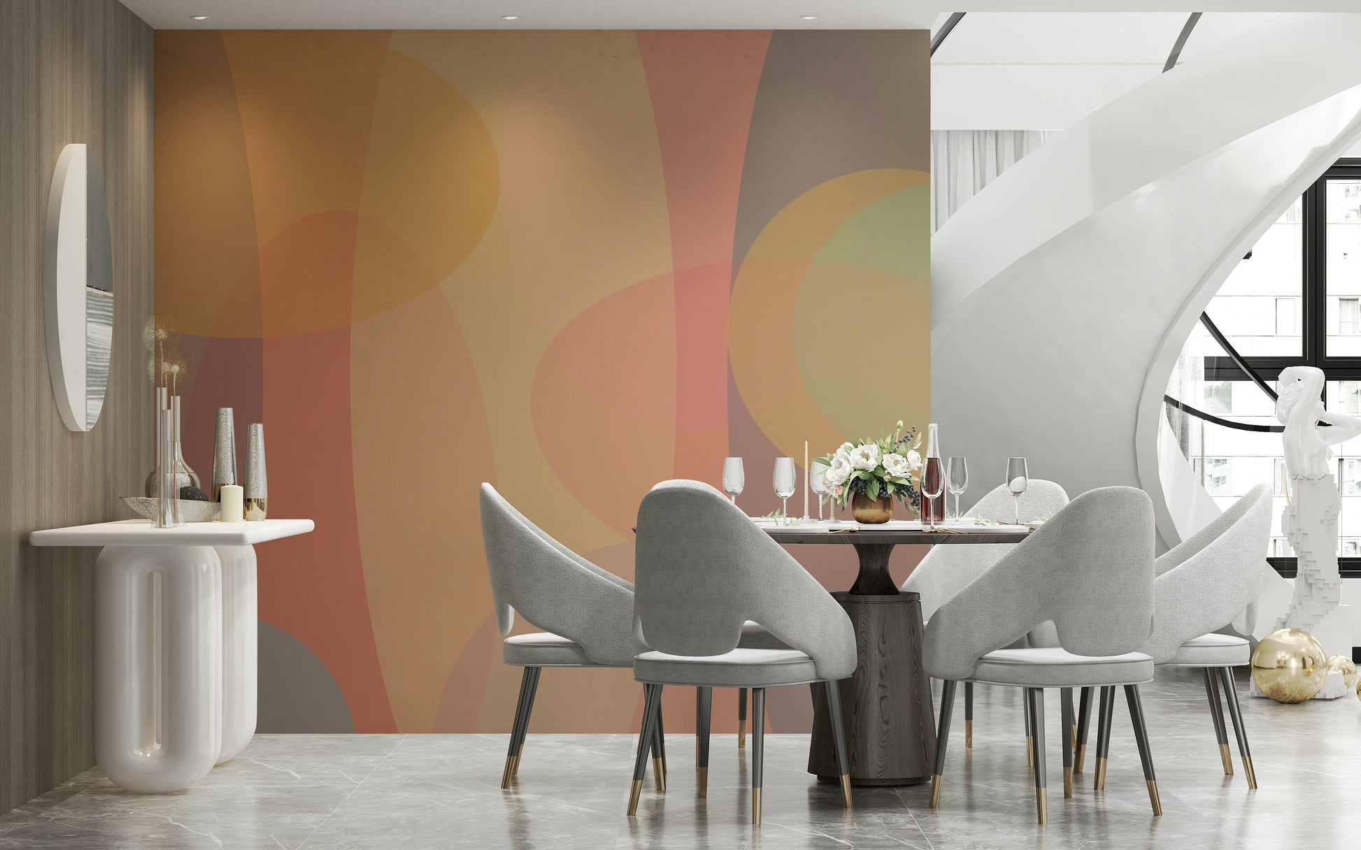 Warm abstract forms overlapping gracefully to form a calming harmony wallpaper.