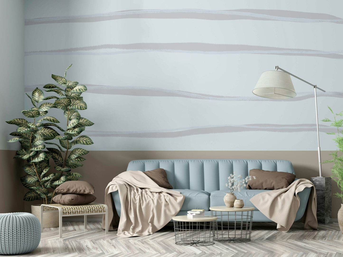 A calming subtle design wallpaper mural that defines a space.

