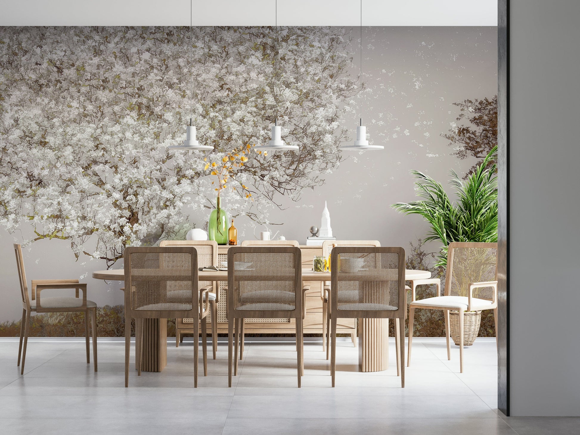 An artistic nature inspired mural for home decor.