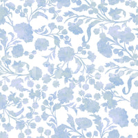 Serene floral print wallpaper in light blue hues

