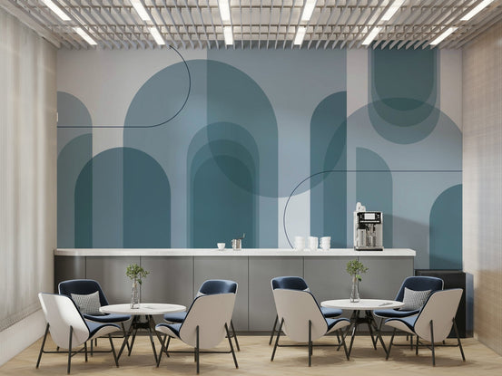 Soft, tranquil shades of blue and white.

