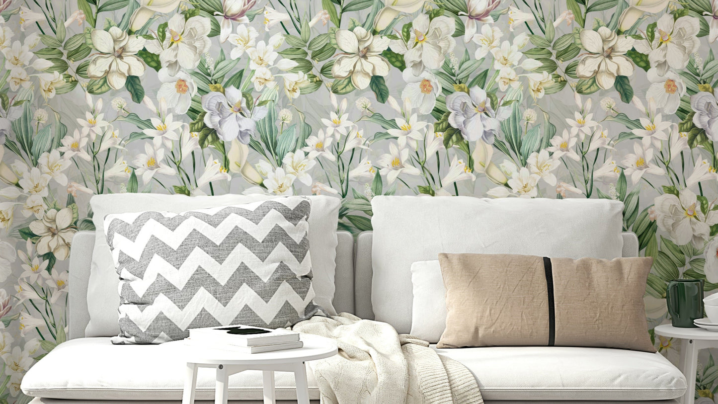 Serene Botanical Bloom 1 Wallpaper featuring delicate floral blooms.


