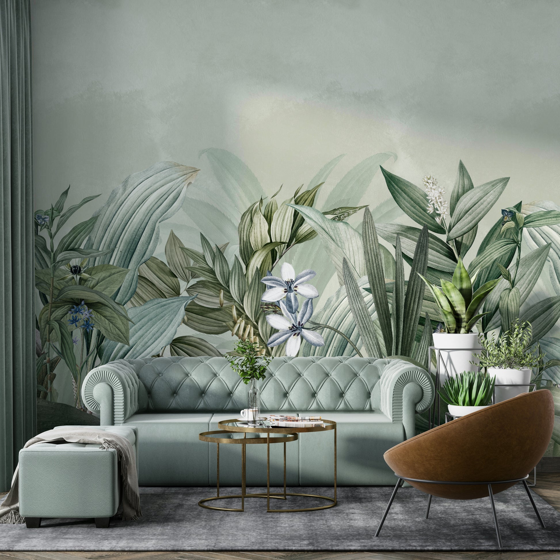 Elegant garden wallpaper for bedrooms

