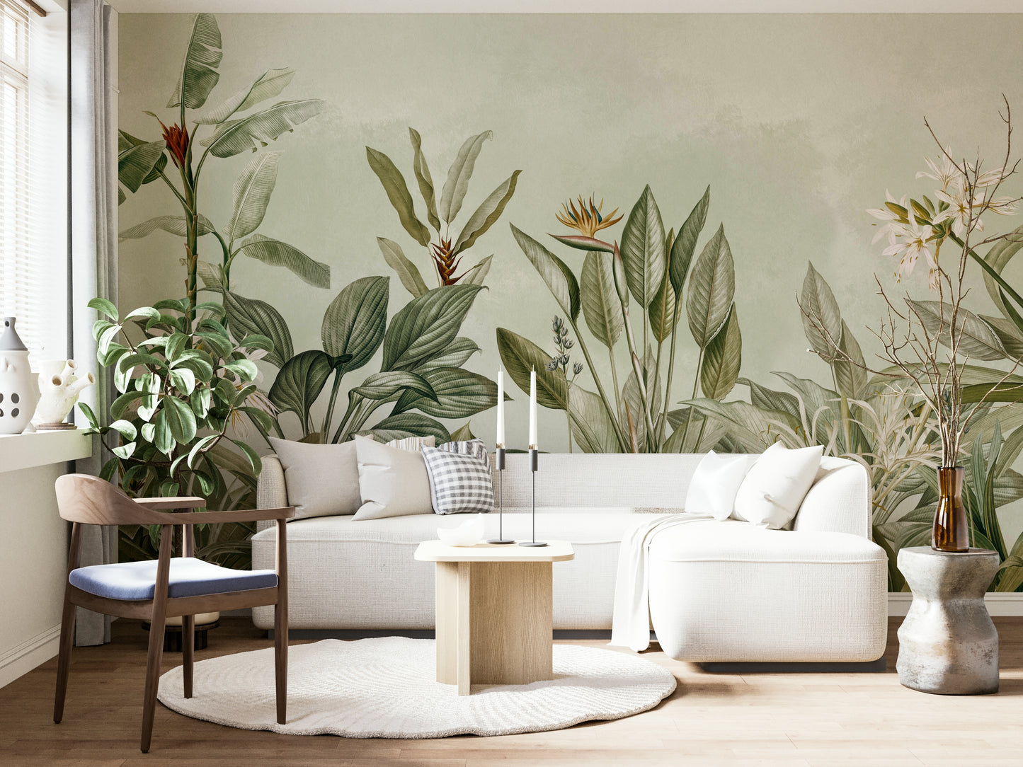 Calming nature mural for relaxing room ambiance

