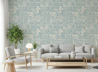 Patchwork floral wallpaper with nature-inspired motifs and structured layout