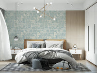 Calm floral tile wallpaper pattern enhancing bedroom wall surface