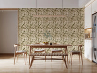 Dining room Serene Botanical Rustic Monstera wallpaper with repeat pattern