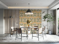 Green foliage tapestry wallpaper creating tranquil vibes

