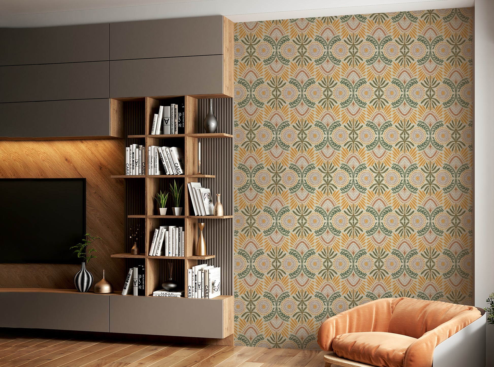 Detailed botanical tapestry wallpaper for a peaceful room

