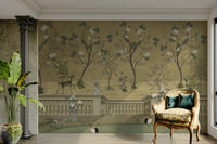 The view shows the birds and flowers in a simple, elegant way.