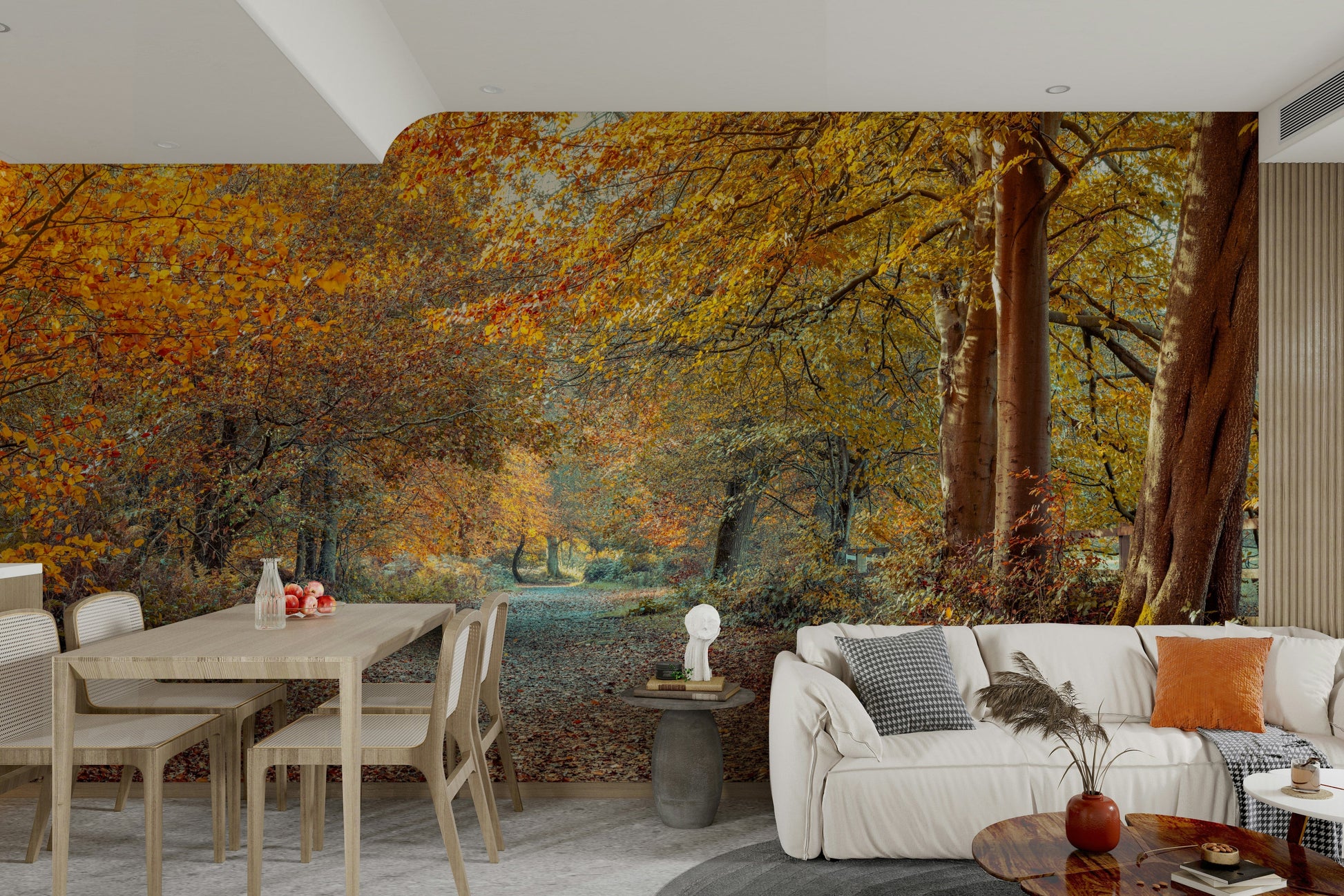 Serene Fall calm path mural

